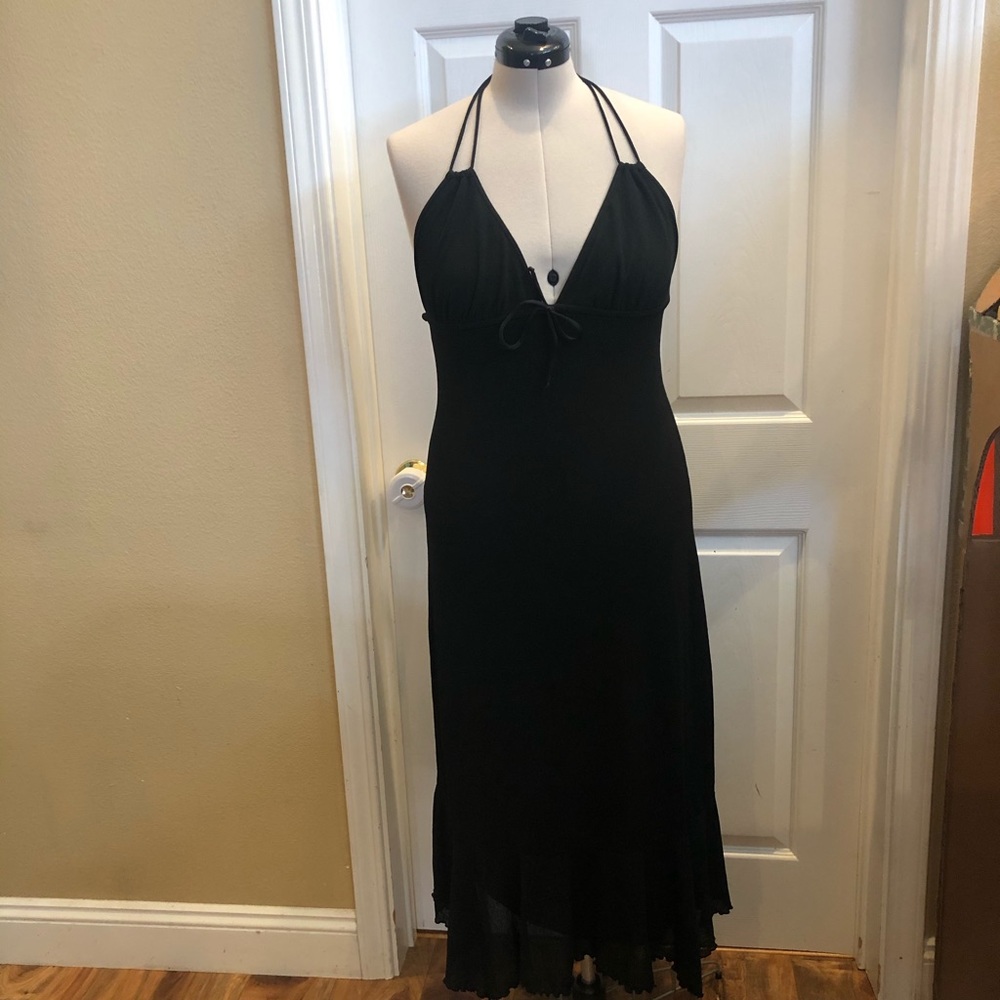 Vintage Nubia black strappy halter dress sz M (A05)